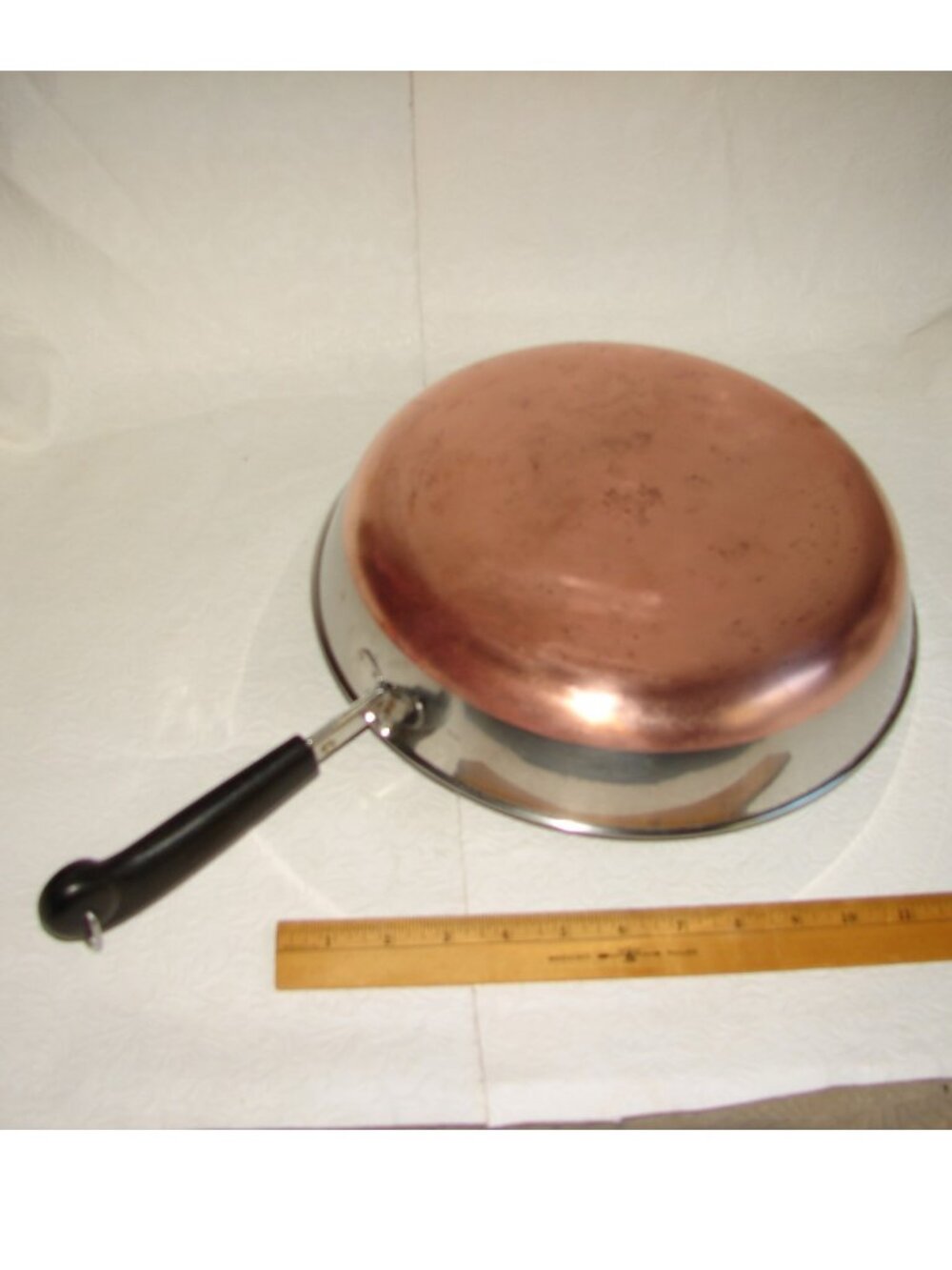 Vintage Revere Ware 12" SKILLET Frying Pan, Copper Bottom, Clinton ILL, 1968-77